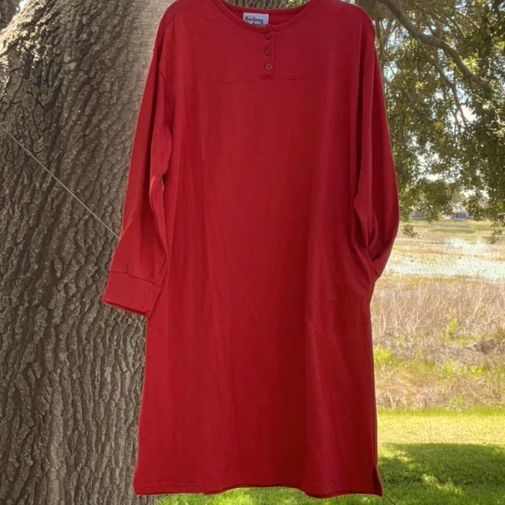 Red Henley Tee Dress